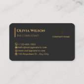 黒と金ゴールドの世界地図プロフェッショナル 名刺 (裏面)