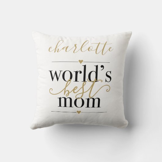 黒と金ゴールドの世界最高ののママパーソナライズされた クッション (裏面)