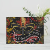 黒と金ゴールドの仮装パーティー 招待状 (スタンド正面)