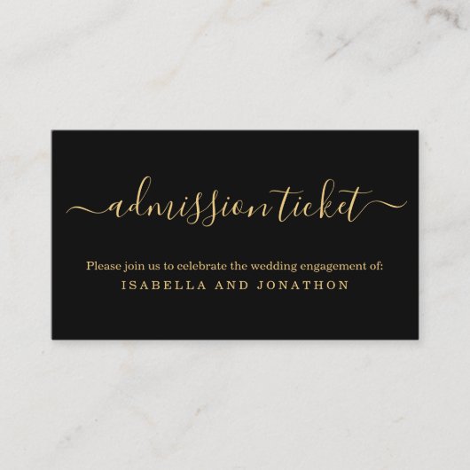 黒と金ゴールドの入場チケットエンクロージャカード エンクロージャーカード (正面)
