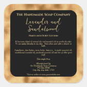 黒と金ゴールドの具材付き化粧品ラベル スクエアシール (正面)