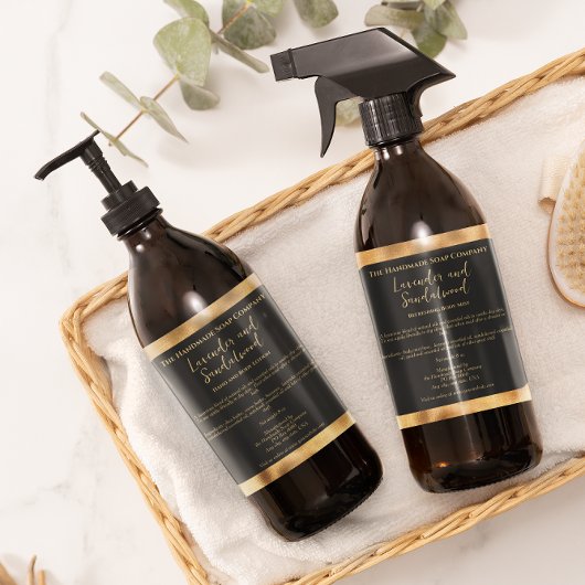 黒と金ゴールドの具材付き化粧品ラベル スクエアシール