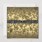 黒と金ゴールドの写真の卒業 招待状 (裏面)