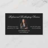黒と金ゴールドの写真の書記 名刺 (裏面)
