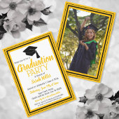 黒と金ゴールドの写真卒業パーティー 招待状