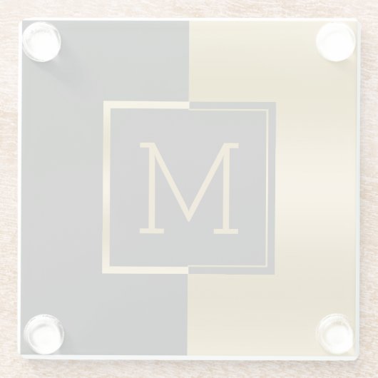 黒と金ゴールドの分割画面 ガラスコースター (裏面)