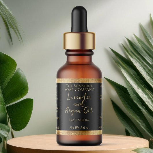 黒と金ゴールドの化粧品ドロッパーボトルラベル ラベル