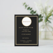 黒と金ゴールドの卒業インサート4.25 X 5.6 ポストカード (スタンド正面)