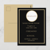 黒と金ゴールドの卒業インサート4.25 X 5.6 ポストカード (正面/裏面)