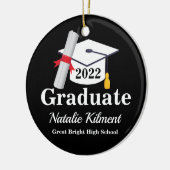 黒と金ゴールドの卒業キャップクラス2022写真 セラミックオーナメント (左)