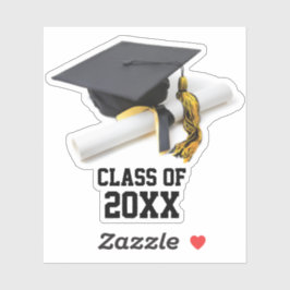 黒と金ゴールドの卒業キャップ&タッセルクラス シール