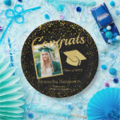 黒と金ゴールドの卒業シニアフォトクラス20xx、 ペーパープレート (パーティー)