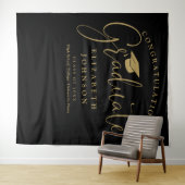 黒と金ゴールドの卒業パーティーの写真の背景 タペストリー (インサイチュ(横))