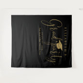 黒と金ゴールドの卒業パーティーの写真の背景 タペストリー (正面(横))