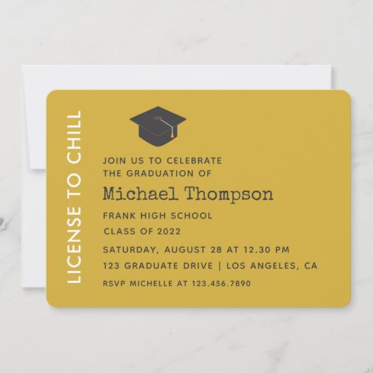 黒と金ゴールドの卒業パーティーVIPパス 招待状 (正面)