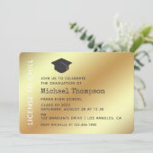 黒と金ゴールドの卒業パーティーVIPパス 招待状 (スタンド正面)