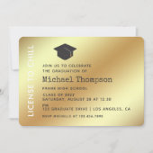 黒と金ゴールドの卒業パーティーVIPパス 招待状 (正面)