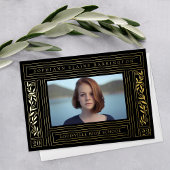 黒と金ゴールドの卒業写真のお知らせ 箔招待状