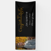 黒と金ゴールドの卒業写真バナー 横断幕 (縦)