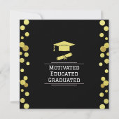 黒と金ゴールドの卒業写真招待状 招待状 (裏面)