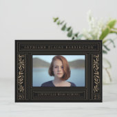 黒と金ゴールドの卒業写真 案内状 (スタンド正面)