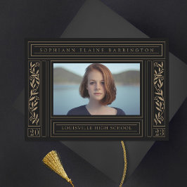 黒と金ゴールドの卒業写真 案内状