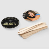 黒と金ゴールドの卒業記念写真 ハンドファン (組立なし)