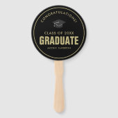 黒と金ゴールドの卒業記念写真 ハンドファン (正面)