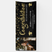 黒と金ゴールドの卒業記念写真 横断幕 (縦)