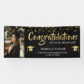 黒と金ゴールドの卒業記念写真 横断幕 (横)