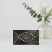 黒と金ゴールドの名モダン刺 名刺 (スタンド正面)