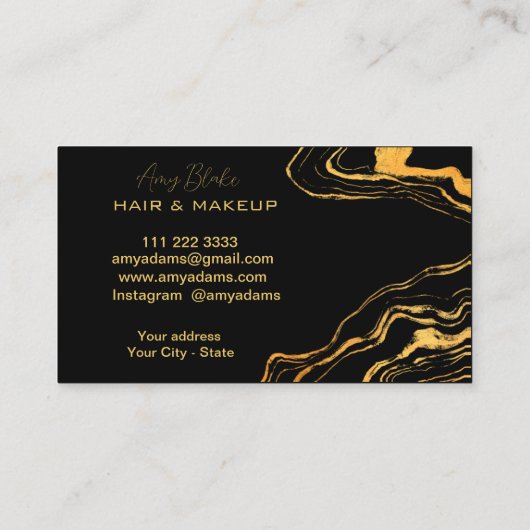 黒と金ゴールドの名刺 名刺 (裏面)