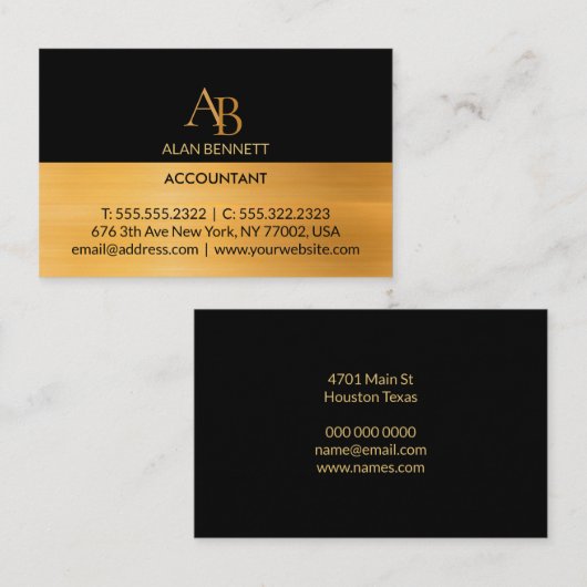 黒と金ゴールドの名刺 名刺 (正面/裏面)