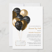 黒と金ゴールドの吹き出しのブライダルシャワー(メール別) 招待状 (正面)