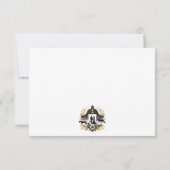 黒と金ゴールドの国の結婚式食品の選択 出欠カード (裏面)