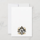 黒と金ゴールドの国の結婚式食品の選択 出欠カード (裏面)