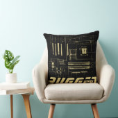 黒と金ゴールドの堅牢なギークマザーボード技術 クッション (椅子)