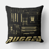 黒と金ゴールドの堅牢なギークマザーボード技術 クッション (裏面)