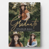 黒と金ゴールドの大学院生の台本卒業写真 フォトプラーク (正面)