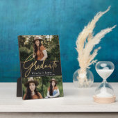 黒と金ゴールドの大学院生の台本卒業写真 フォトプラーク (側面)