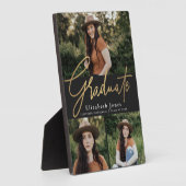 黒と金ゴールドの大学院生の台本卒業写真 フォトプラーク (側面)