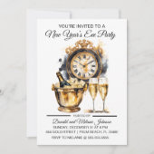 黒と金ゴールドの大晦日パーティー 招待状 (正面)