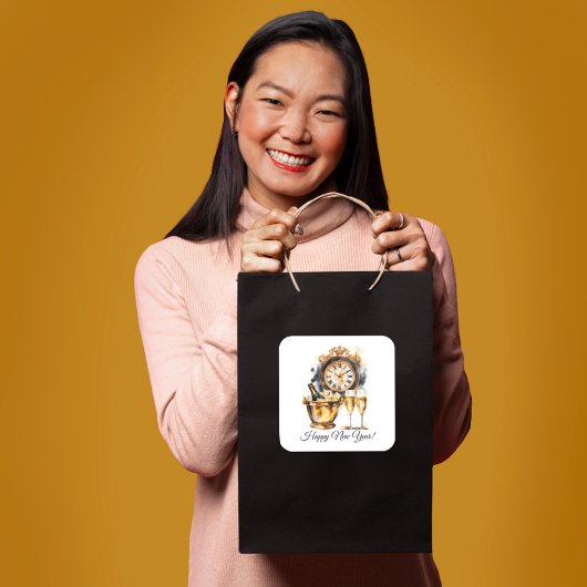 黒と金ゴールドの大晦日 スクエアシール