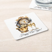 黒と金ゴールドの大晦日 スクエアペーパーコースター (アングル)