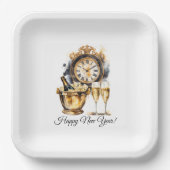 黒と金ゴールドの大晦日 ペーパープレート (正面)