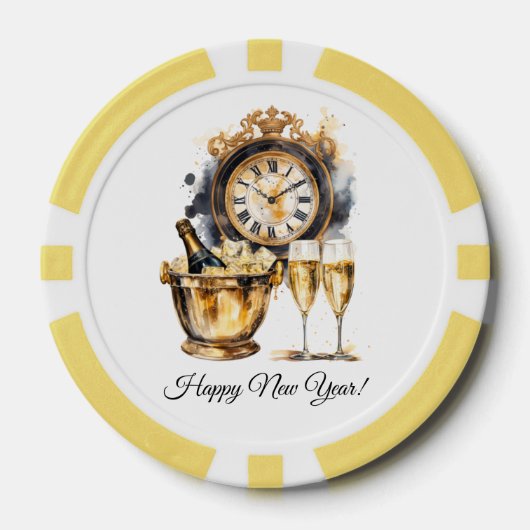 黒と金ゴールドの大晦日 ポーカーチップ (正面)