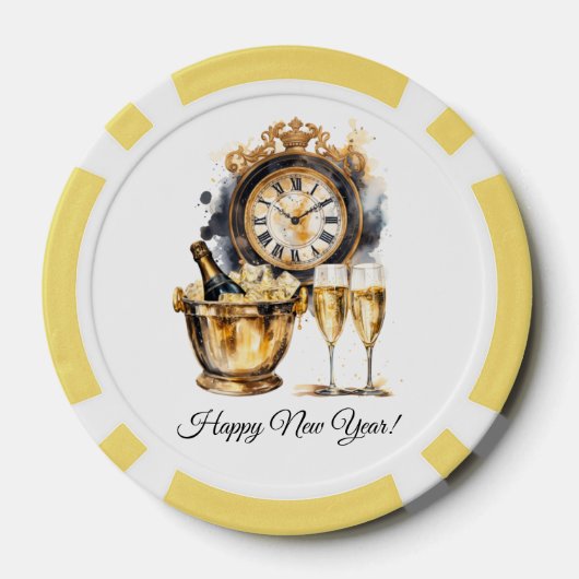 黒と金ゴールドの大晦日 ポーカーチップ (裏面)