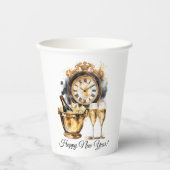 黒と金ゴールドの大晦日 紙コップ (正面)