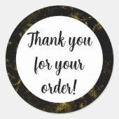 黒と金ゴールドの大理石ありがとう ラウンドシール (正面)