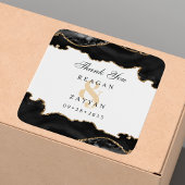 黒と金ゴールドの大理石のアガテモダンエレガントな結婚式 スクエアシール